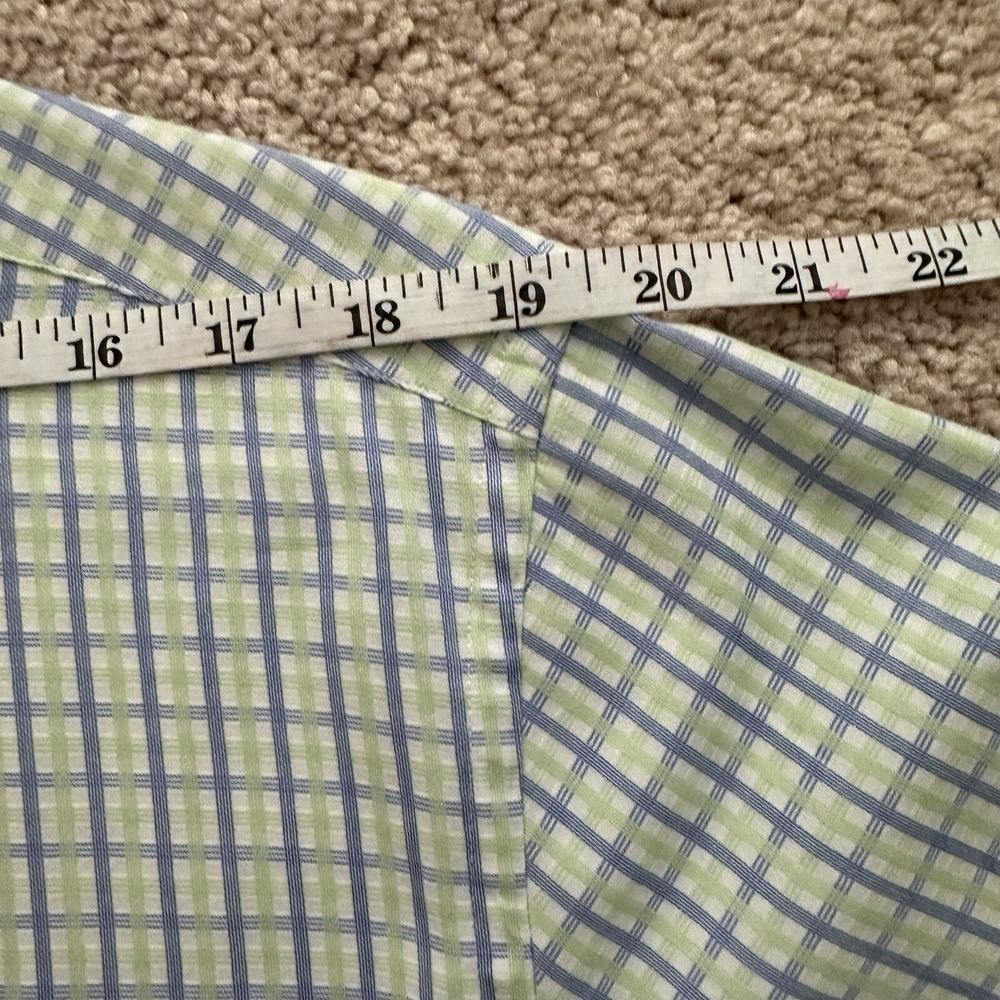 English Laundry Blue White Green Dress Shirt 16 1/2 34 - 35 Embroidered Logo LG - Picture 15 of 16